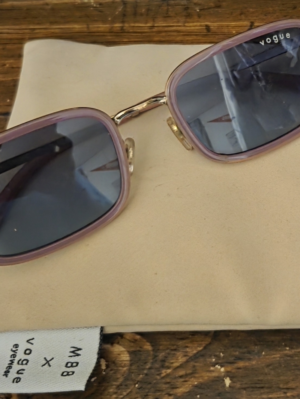 Vogue Pink Frame Square Sunglasses with Dark Lenses